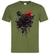 Чоловіча футболка Троянди tattoo Оливковий фото