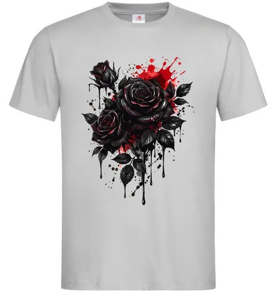 Чоловіча футболка Троянди tattoo Сірий фото