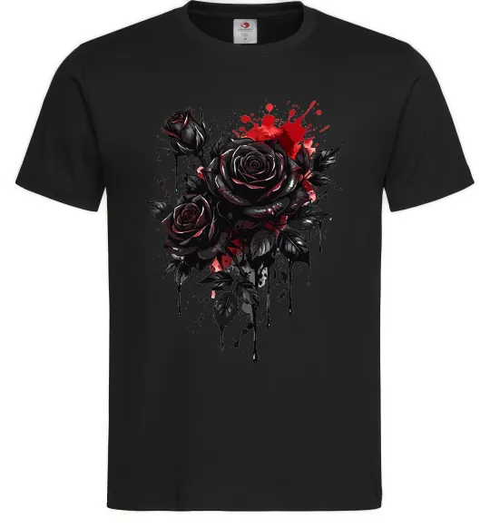 Чоловіча футболка Троянди tattoo Чорний фото