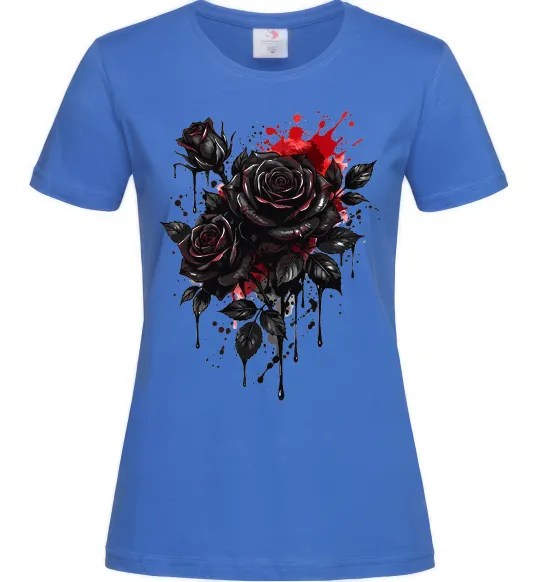 Жіноча футболка Троянди tattoo Яскраво-синій фото