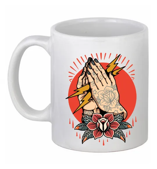 Чашка керамічна Tattoed hands Білий фото