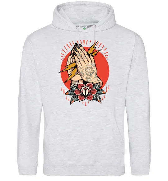 Чоловіча толстовка (худі) Tattoed hands Сірий меланж фото