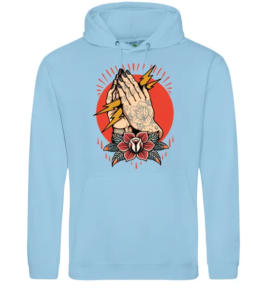 Жіноча толстовка (худі) Tattoed hands Блакитний фото