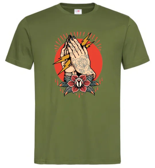 Чоловіча футболка Tattoed hands Оливковий фото