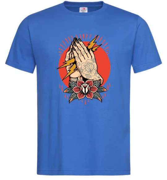 Чоловіча футболка Tattoed hands Яскраво-синій фото