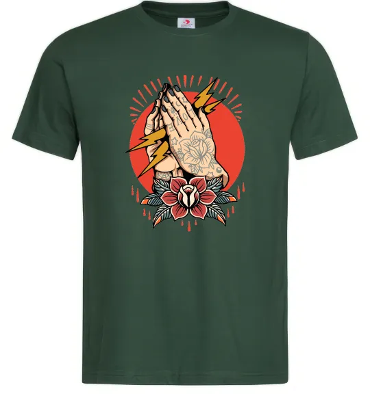 Чоловіча футболка Tattoed hands Темно-зелений фото