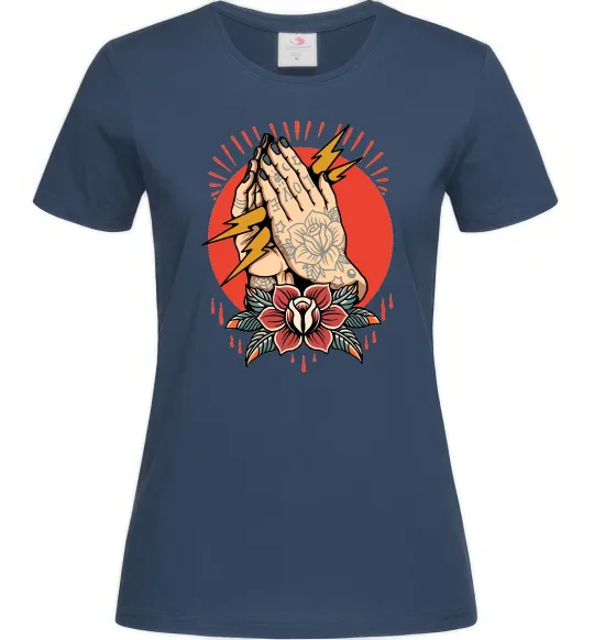 Жіноча футболка Tattoed hands Темно-синій фото