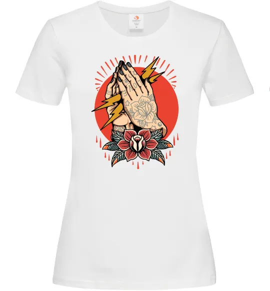Жіноча футболка Tattoed hands Білий фото