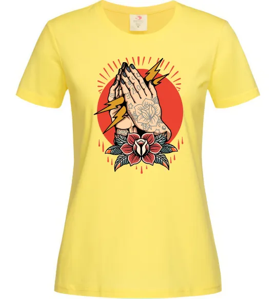 Жіноча футболка Tattoed hands Лимонний фото
