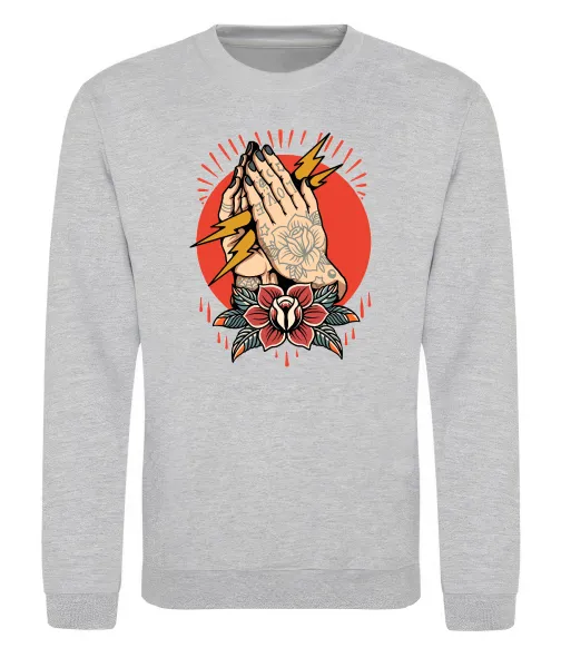 Світшот Tattoed hands Сірий меланж фото