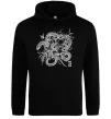 Жіноча толстовка (худі) Змія в квітах Чорний фото
