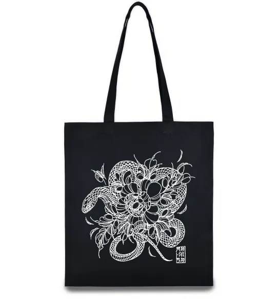 Еко-сумка Змія в квітах Чорний фото