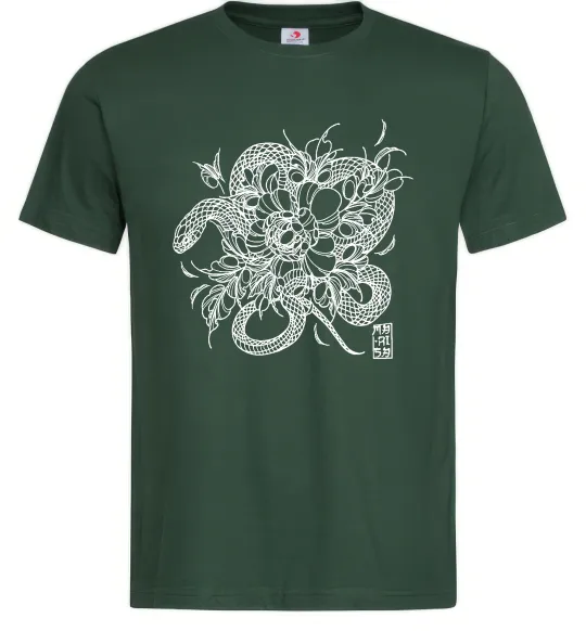 Чоловіча футболка Змія в квітах Темно-зелений фото