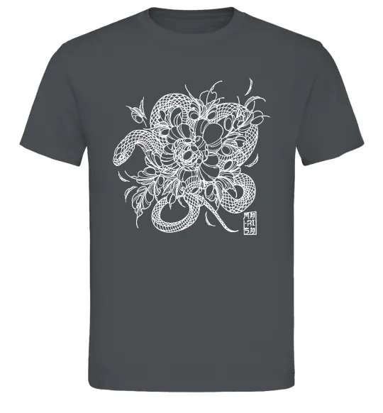 Чоловіча футболка Змія в квітах Графіт фото