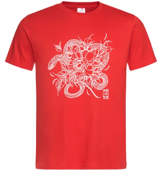 Чоловіча футболка Змія в квітах Червоний фото