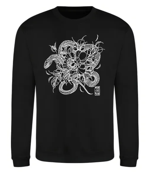 Світшот Змія в квітах Чорний фото