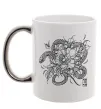 Чашка з кольоровою ручкою Змія в квітах Срібло фото