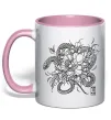 Чашка з кольоровою ручкою Змія в квітах Ніжно рожевий фото