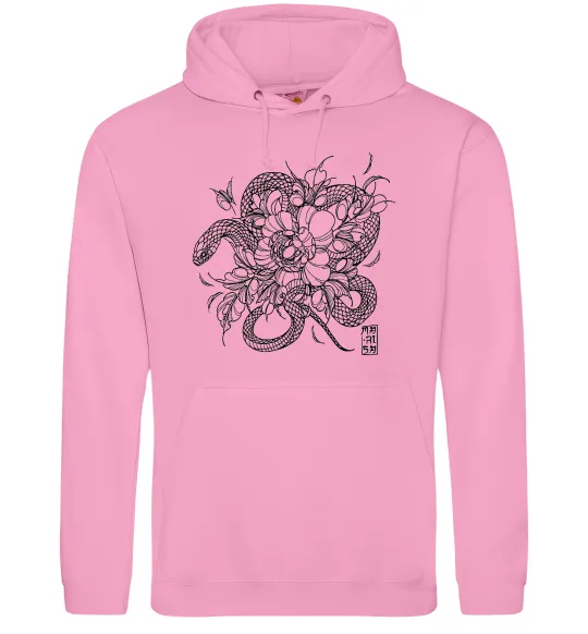 Жіноча толстовка (худі) Змія в квітах Рожевий фото