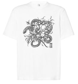 Футболка Оверсайз Змія в квітах