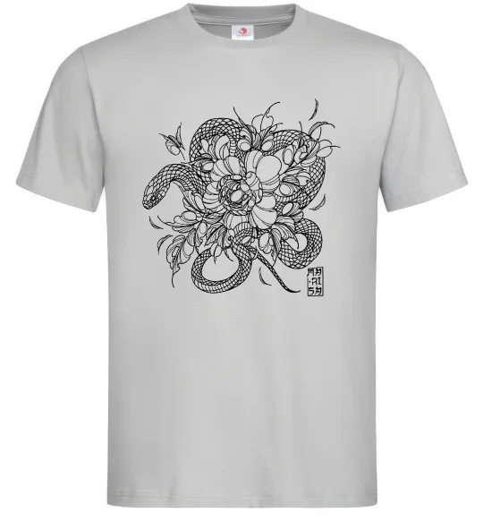 Чоловіча футболка Змія в квітах Сірий фото