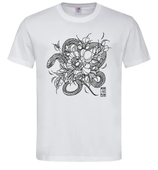 Чоловіча футболка Змія в квітах Білий фото