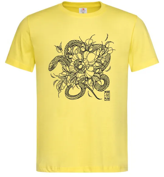 Чоловіча футболка Змія в квітах Лимонний фото