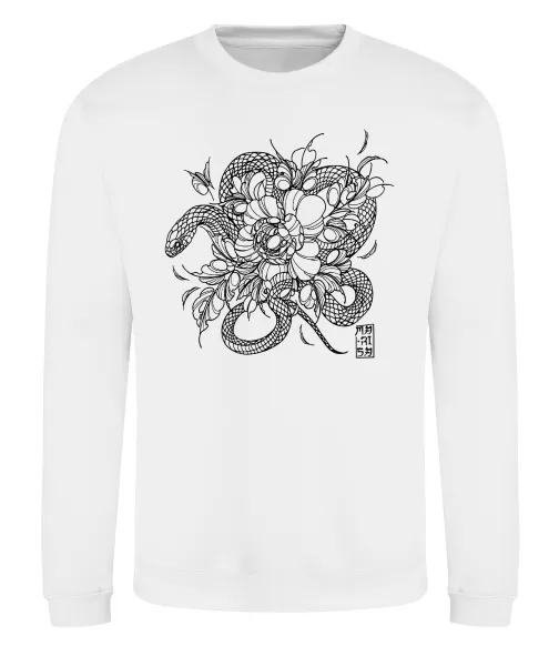 Світшот Змія в квітах Білий фото