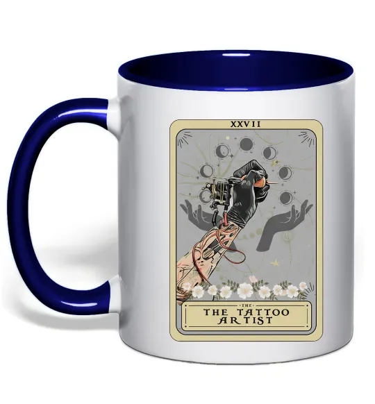 Чашка з кольоровою ручкою The tattoo artist taro Глибокий темно-синій фото