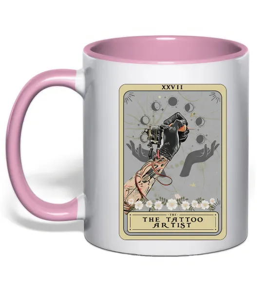 Чашка з кольоровою ручкою The tattoo artist taro Ніжно рожевий фото