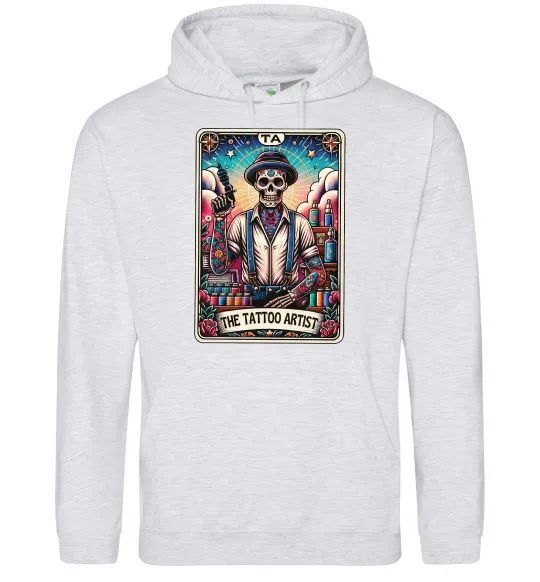 Чоловіча толстовка (худі) Tattoo artist skull Сірий меланж фото