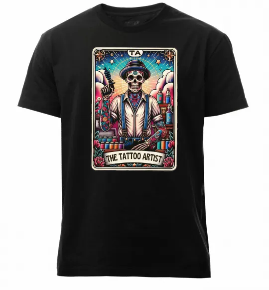 Чоловіча преміум футболка Tattoo artist skull Чорний фото