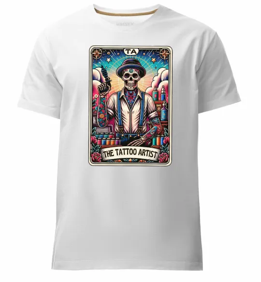 Чоловіча преміум футболка Tattoo artist skull Білий фото