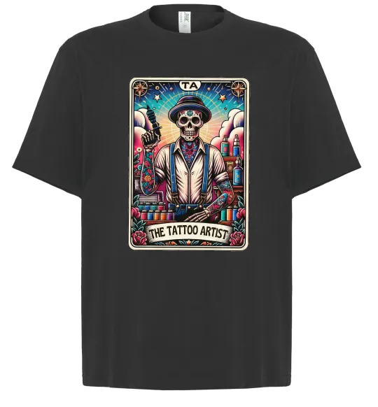 Футболка Оверсайз Tattoo artist skull Чорний фото