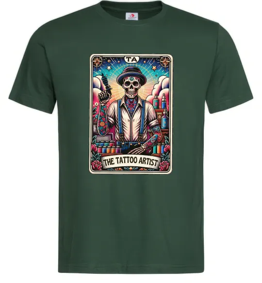 Чоловіча футболка Tattoo artist skull Темно-зелений фото
