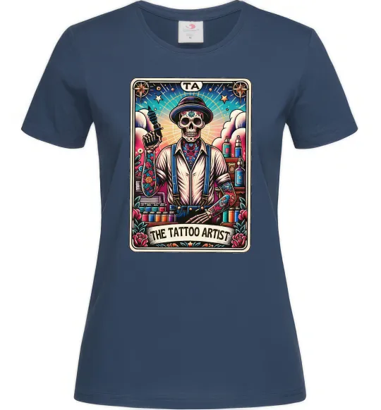 Жіноча футболка Tattoo artist skull Темно-синій фото