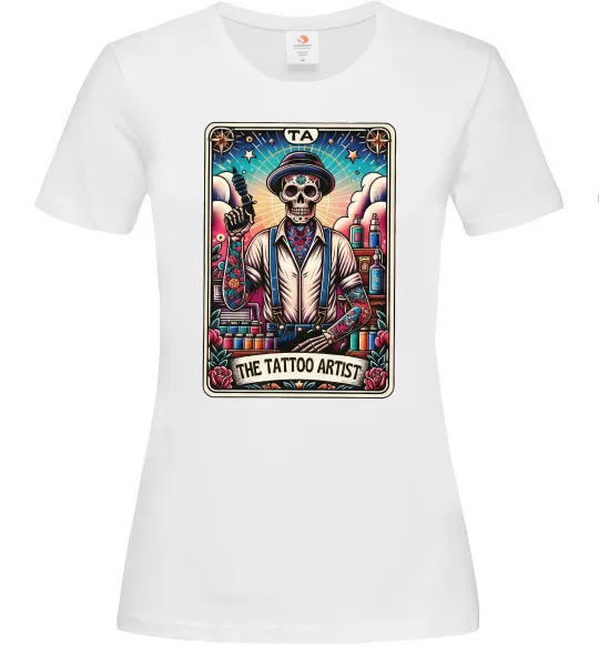 Жіноча футболка Tattoo artist skull Білий фото