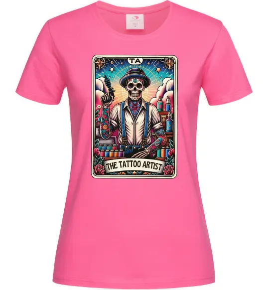 Жіноча футболка Tattoo artist skull Яскраво-рожевий фото