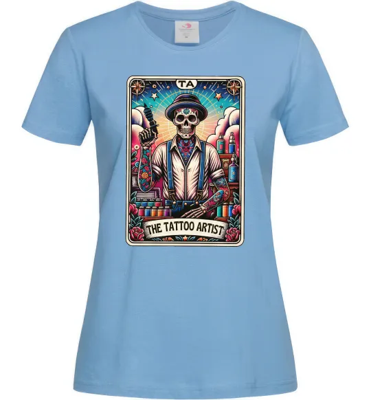 Жіноча футболка Tattoo artist skull Блакитний фото