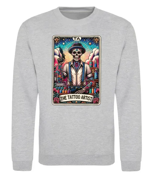 Світшот Tattoo artist skull Сірий меланж фото