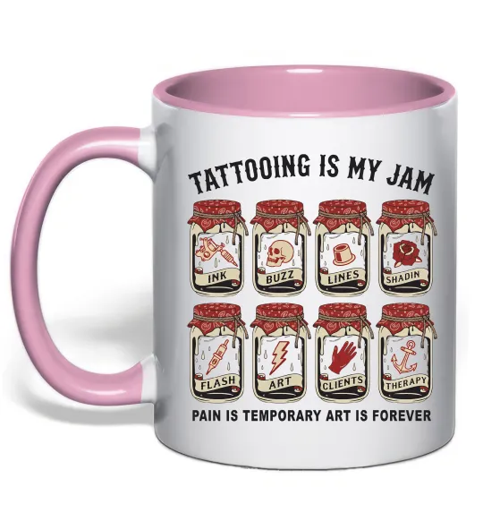 Чашка з кольоровою ручкою Біль тимчасовий мистецтво вічне Ніжно рожевий фото