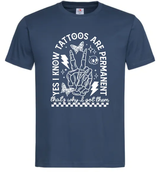 Чоловіча футболка Tattoos are permanent Темно-синій фото
