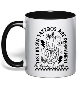 Чашка с цветной ручкой Tattoos are permanent