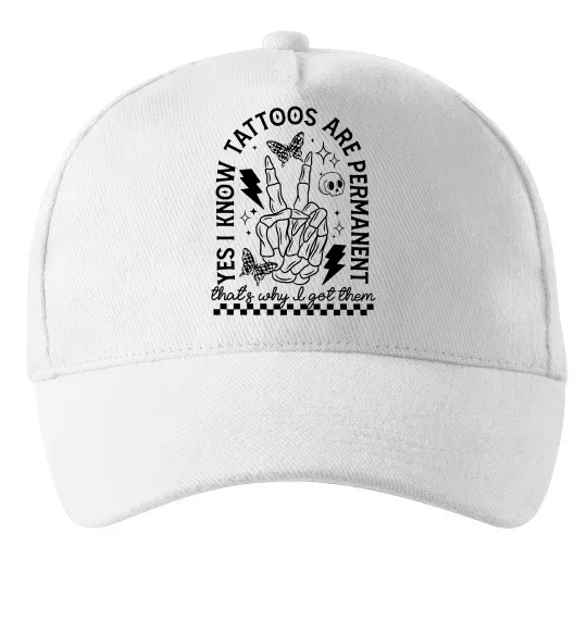 Кепка Tattoos are permanent Білий фото