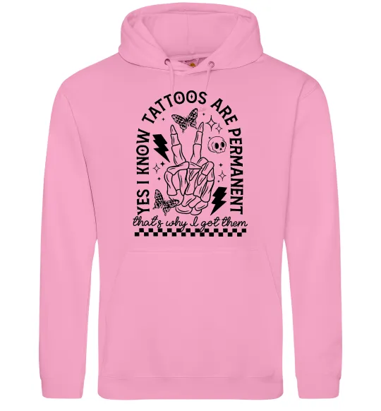 Чоловіча толстовка (худі) Tattoos are permanent Рожевий фото