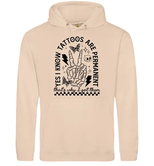 Чоловіча толстовка (худі) Tattoos are permanent Пісочний фото