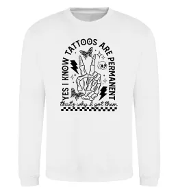 Свитшот Tattoos are permanent Белый фото