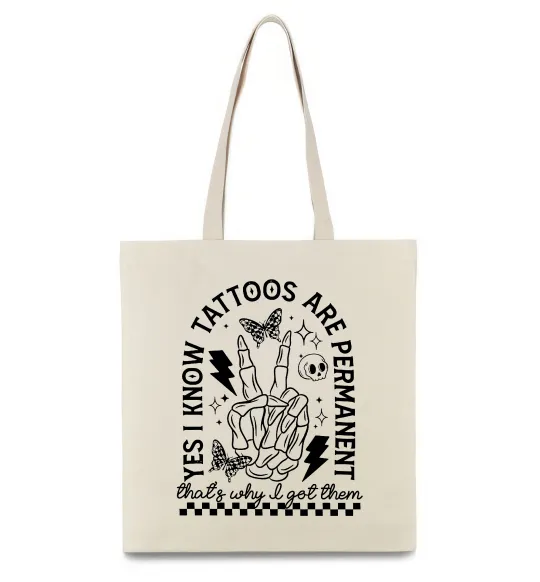 Еко-сумка Tattoos are permanent Бежевий фото