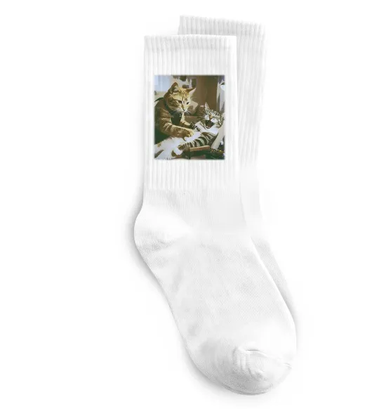 Шкарпетки Tattoo cat Білий фото