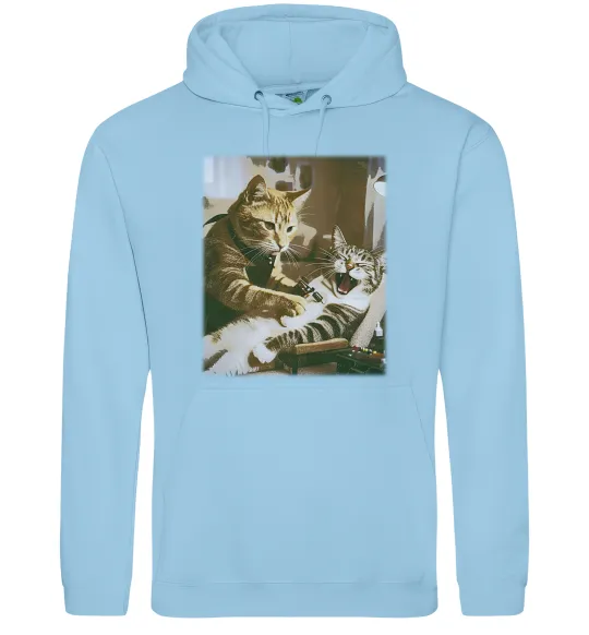 Чоловіча толстовка (худі) Tattoo cat Блакитний фото